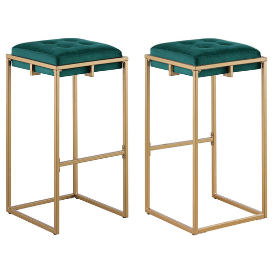 Nadia Upholstered Backless Bar Stool Green (Set of 2)