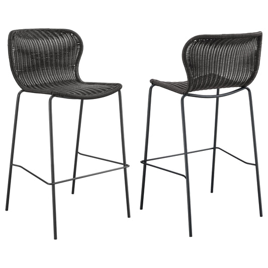 Coaster Mckinley Upholstered Bar Stools with Footrest (Set of 2) Brown and Sandy Black Standard