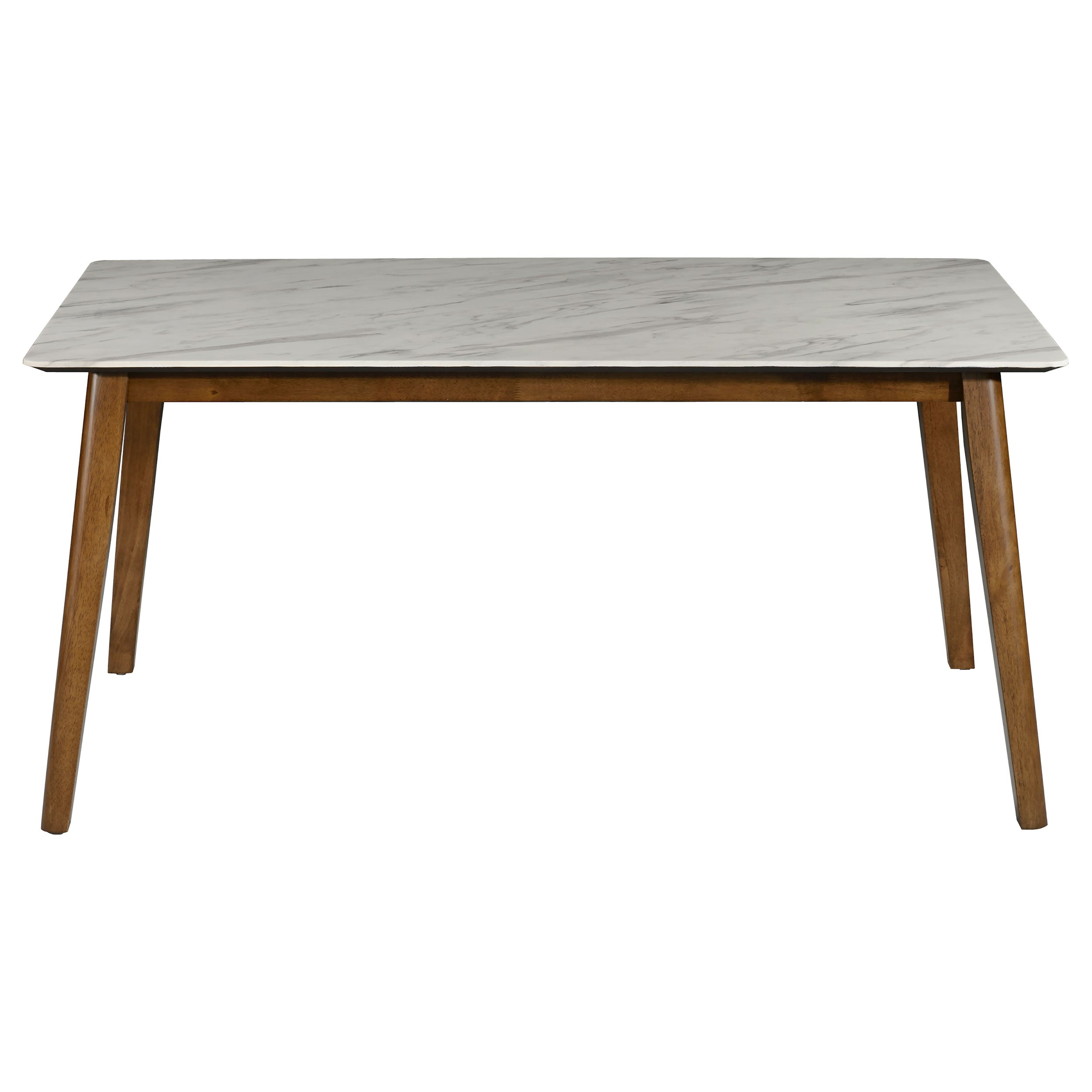 Everett  Faux Marble Top Dining Table Natural Walnut and Grey