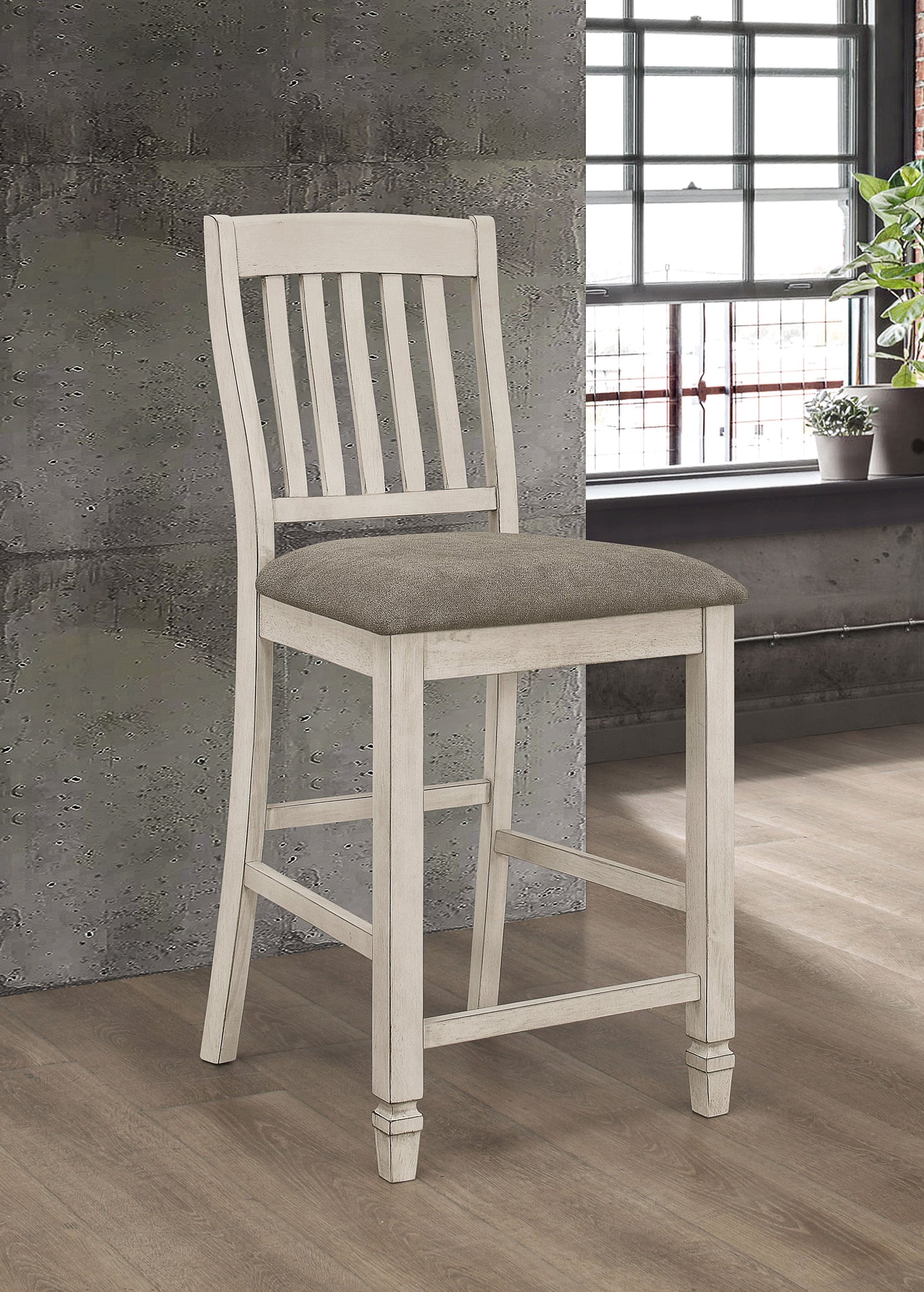 Coaster Sarasota Slat Back Counter Height Chairs Grey and Rustic Cream (Set of 2) Default Title