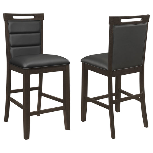 Coaster Prentiss Upholstered Counter Height Chair (Set of 2) Black and Cappuccino Default Title