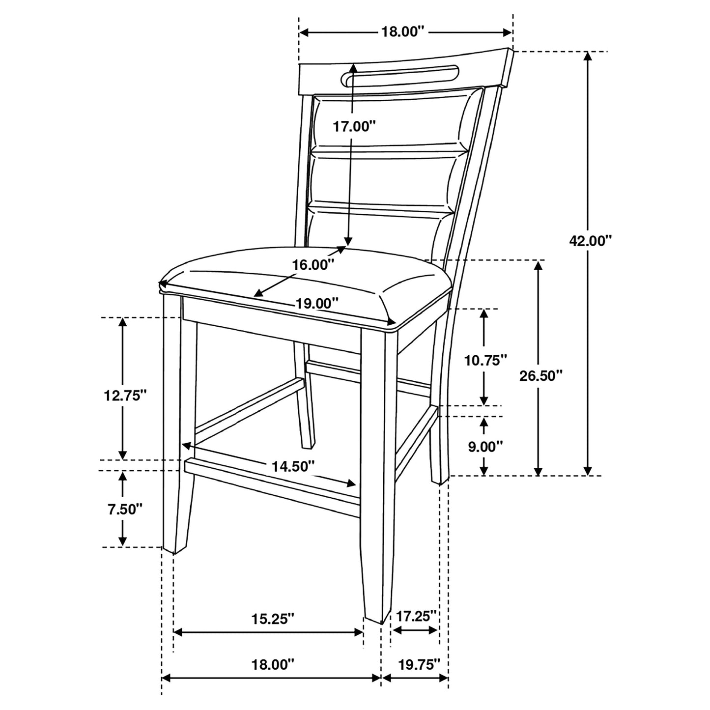 Coaster Prentiss Upholstered Counter Height Chair (Set of 2) Black and Cappuccino Default Title