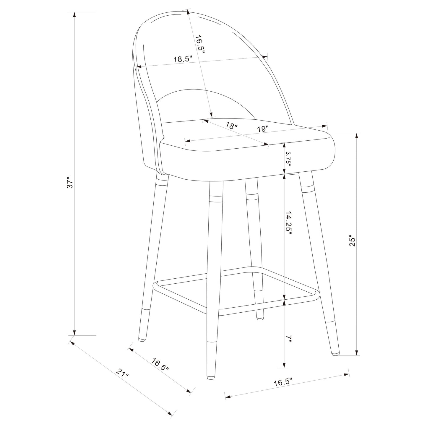 Coaster Lindsey Arched Back Upholstered Counter Height Stools Black (Set of 2) Default Title