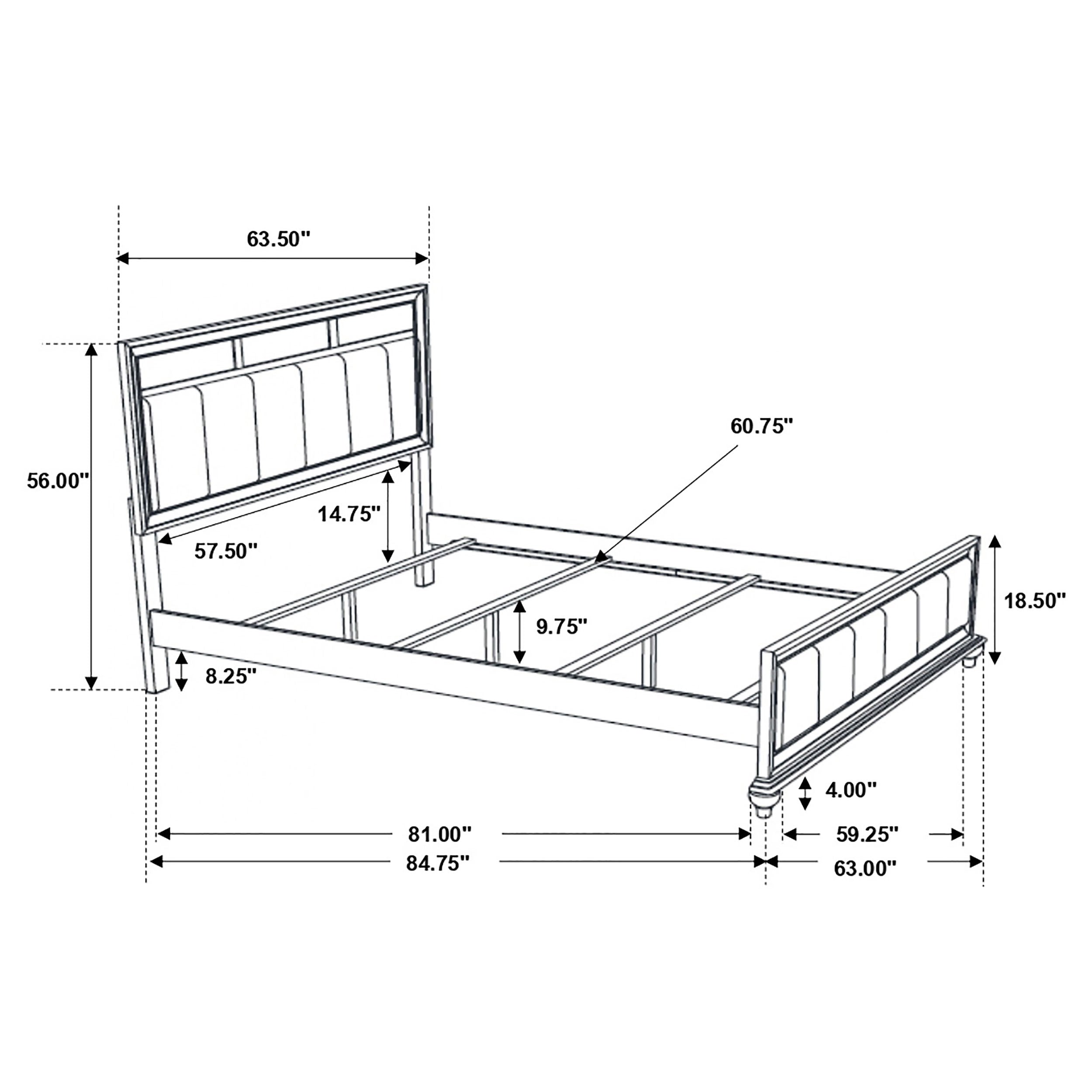 Barzini Bedroom Set with Upholstered Headboard Black