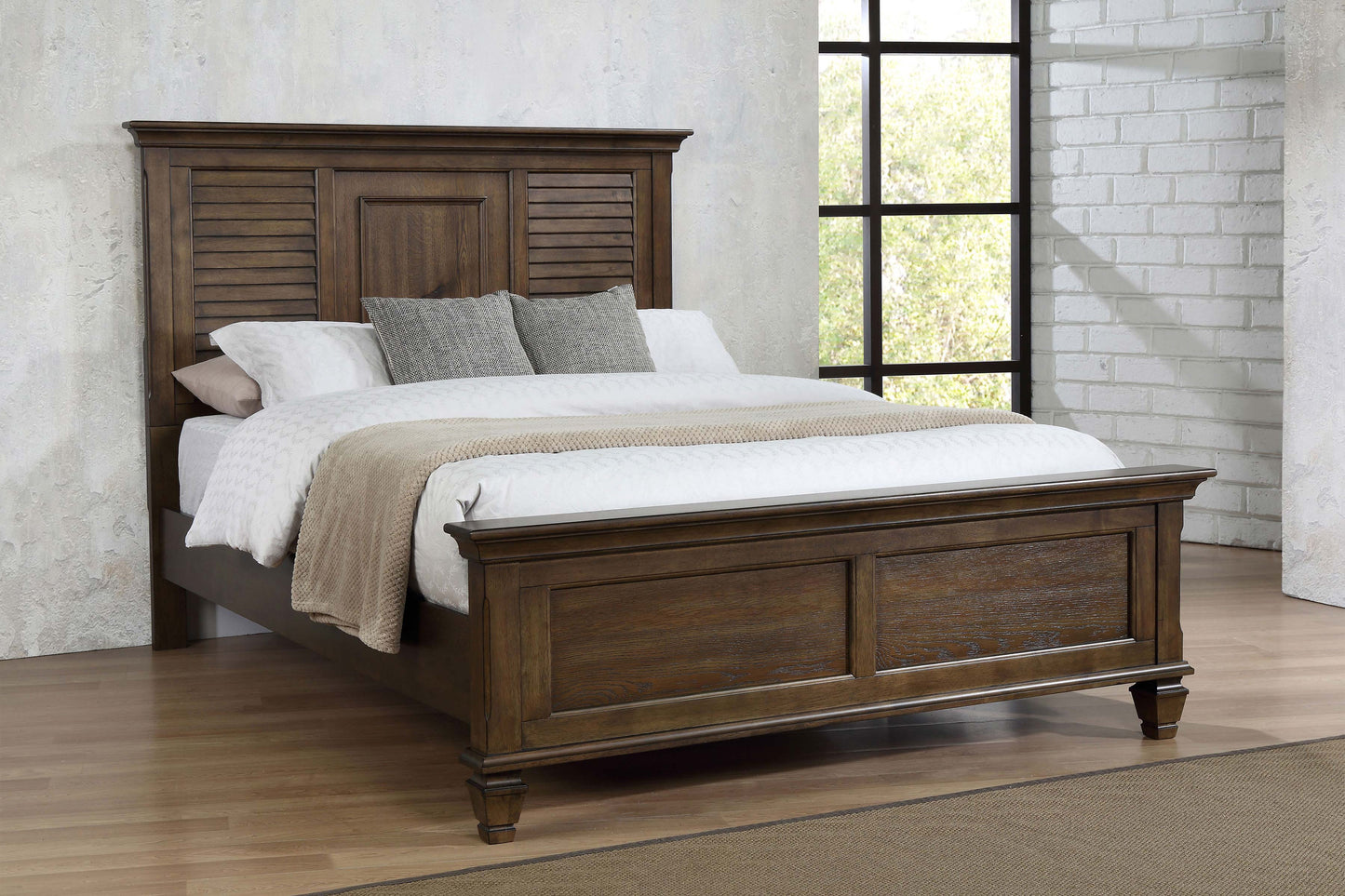 Franco Wood  Panel Bed Burnished Oak