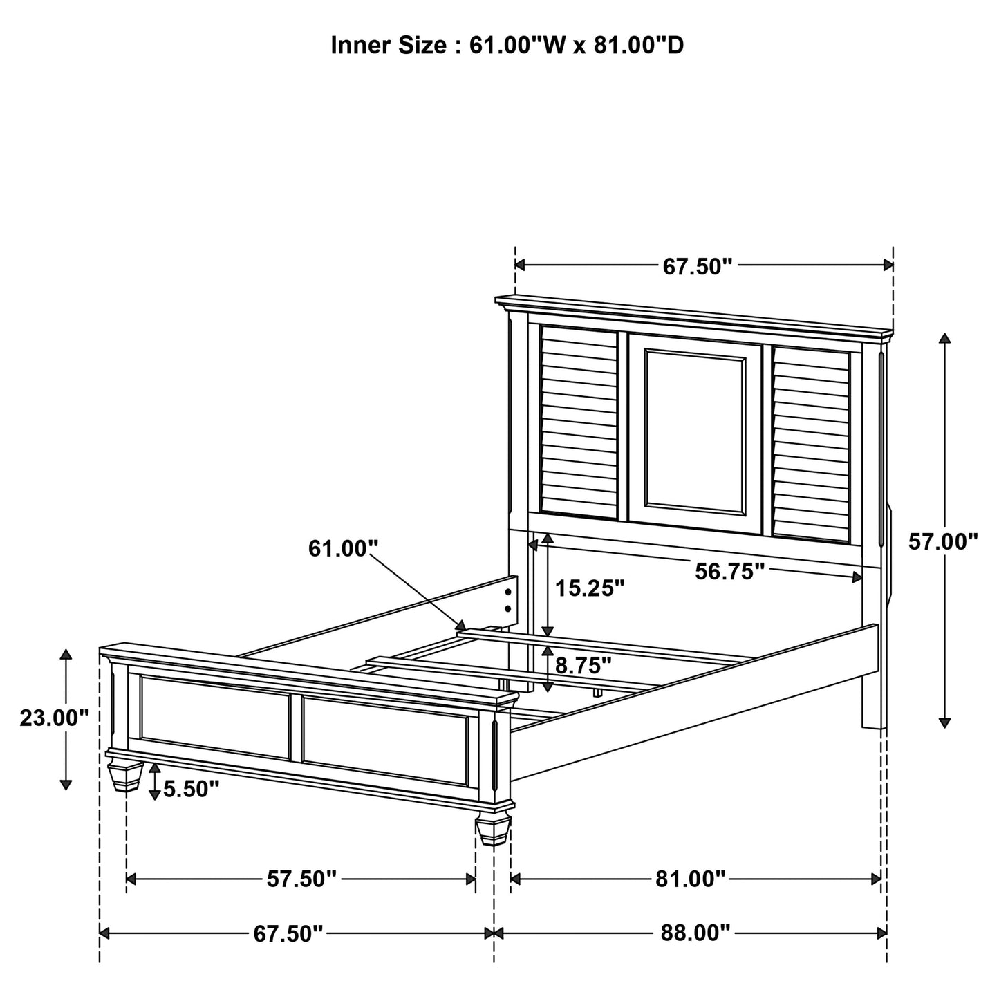 Franco Wood  Panel Bed Burnished Oak