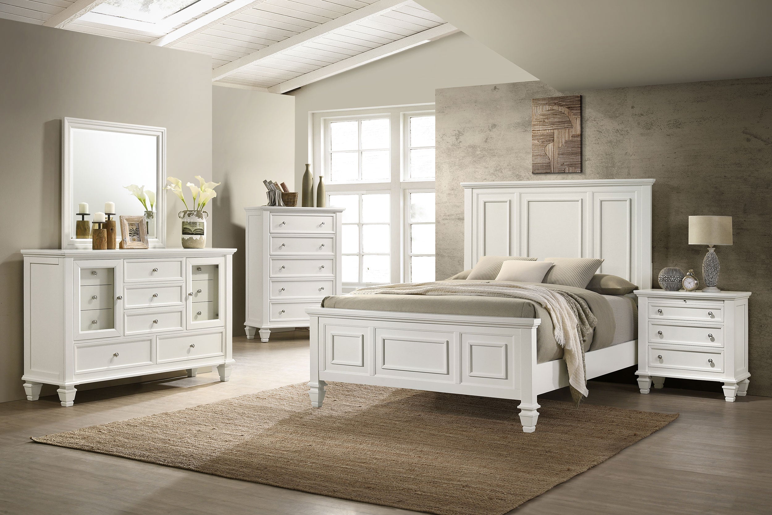 Sandy Beach 4-piece Eastern King Bedroom Set Cream White