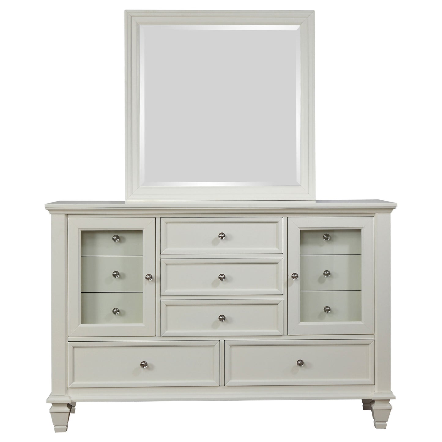 Sandy Beach 11-drawer Dresser with Mirror Cream White