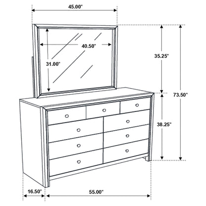 Serenity 9-drawer Dresser with Mirror Rich Merlot