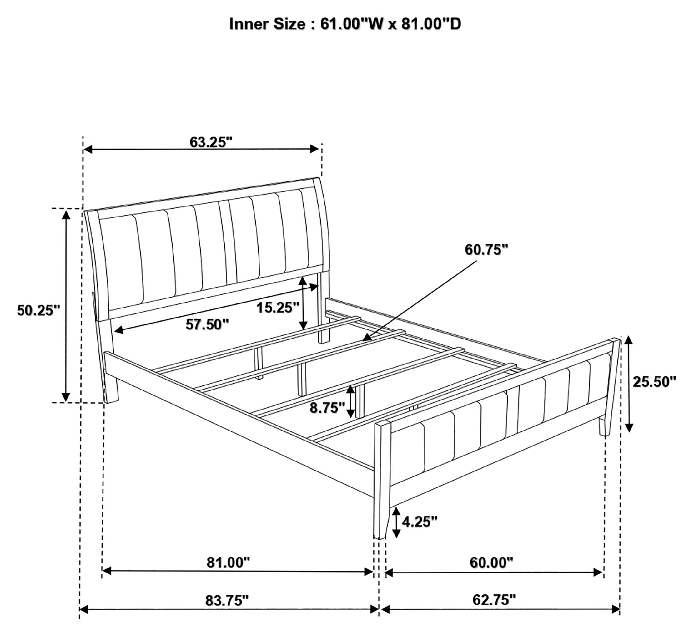 Carlton Bedroom Set with Upholstered Headboard Cappuccino