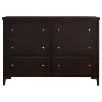 Carlton 6-drawer Rectangular Dresser with Mirror Cappuccino