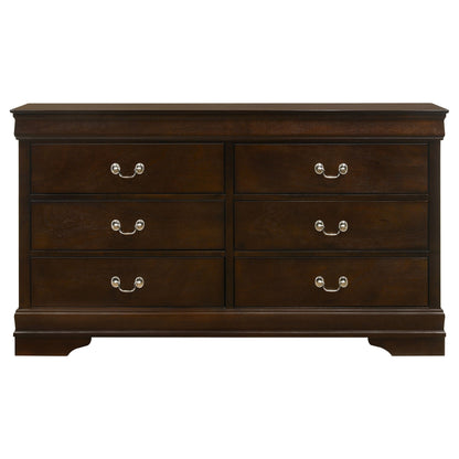 Louis Philippe 6-drawer Dresser with Mirror Cappuccino