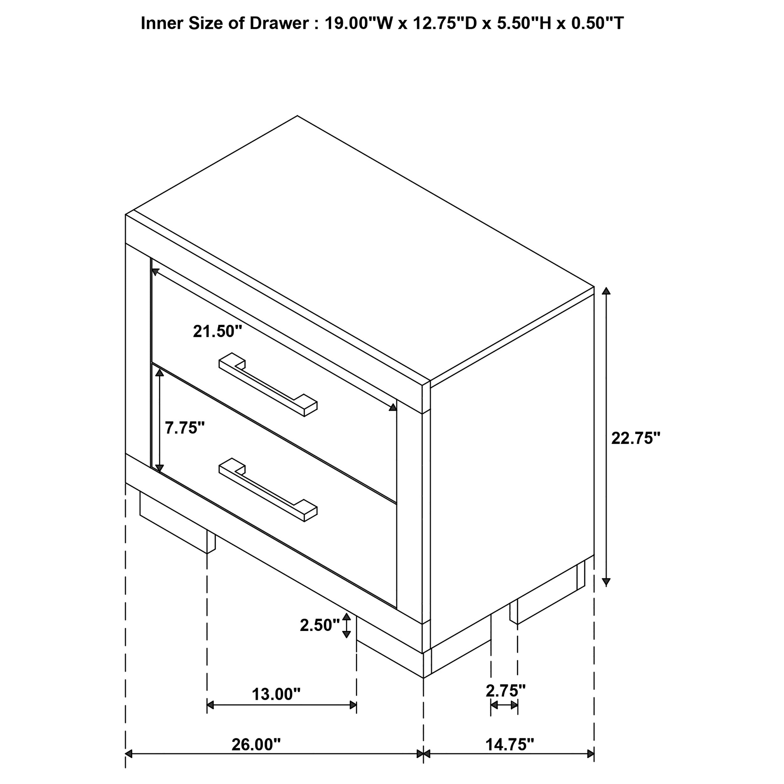 Jessica 2-drawer Nightstand White