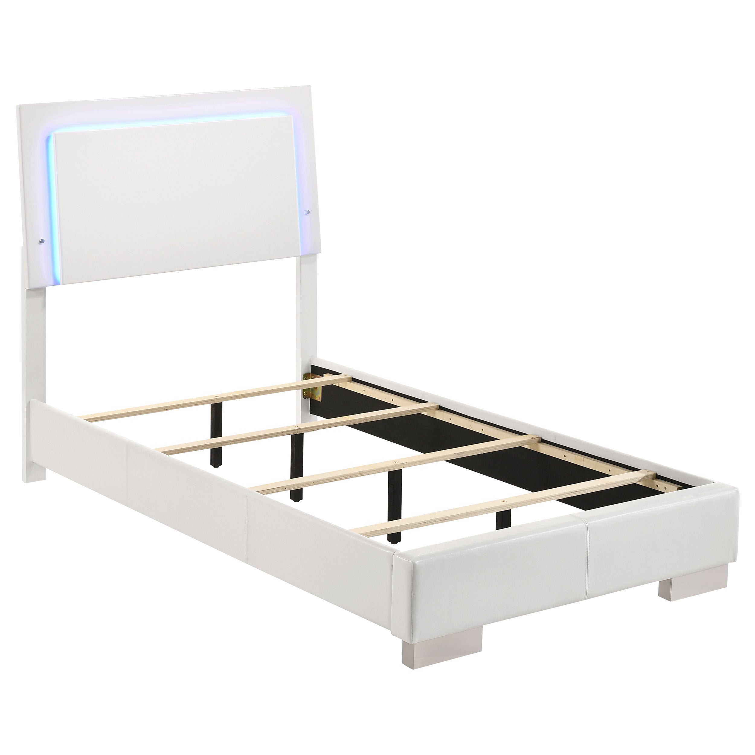 Felicity   Bedroom Set with LED Headboard and Mirror Glossy White