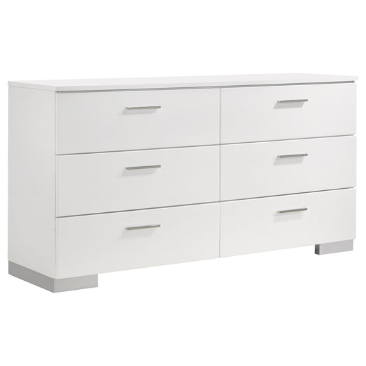 Felicity 6-drawer Dresser Glossy White