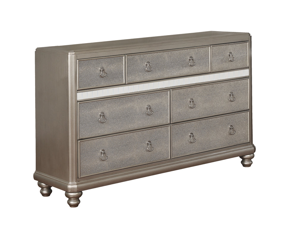 Bling Game 7-drawer Dresser with Mirror Metallic Platinum