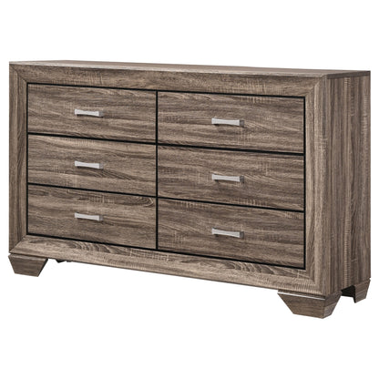 Kauffman 6-drawer Dresser with Mirror Washed Taupe