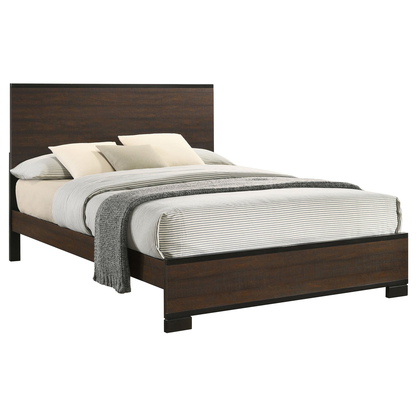 Edmonton Wood  Panel Bed Rustic Tobacco