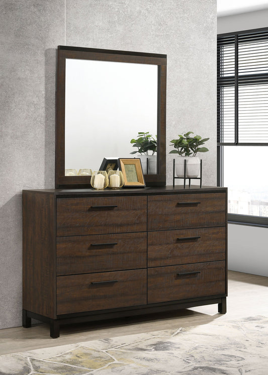 Edmonton 6-drawer Dresser with Mirror Rustic Tobacco