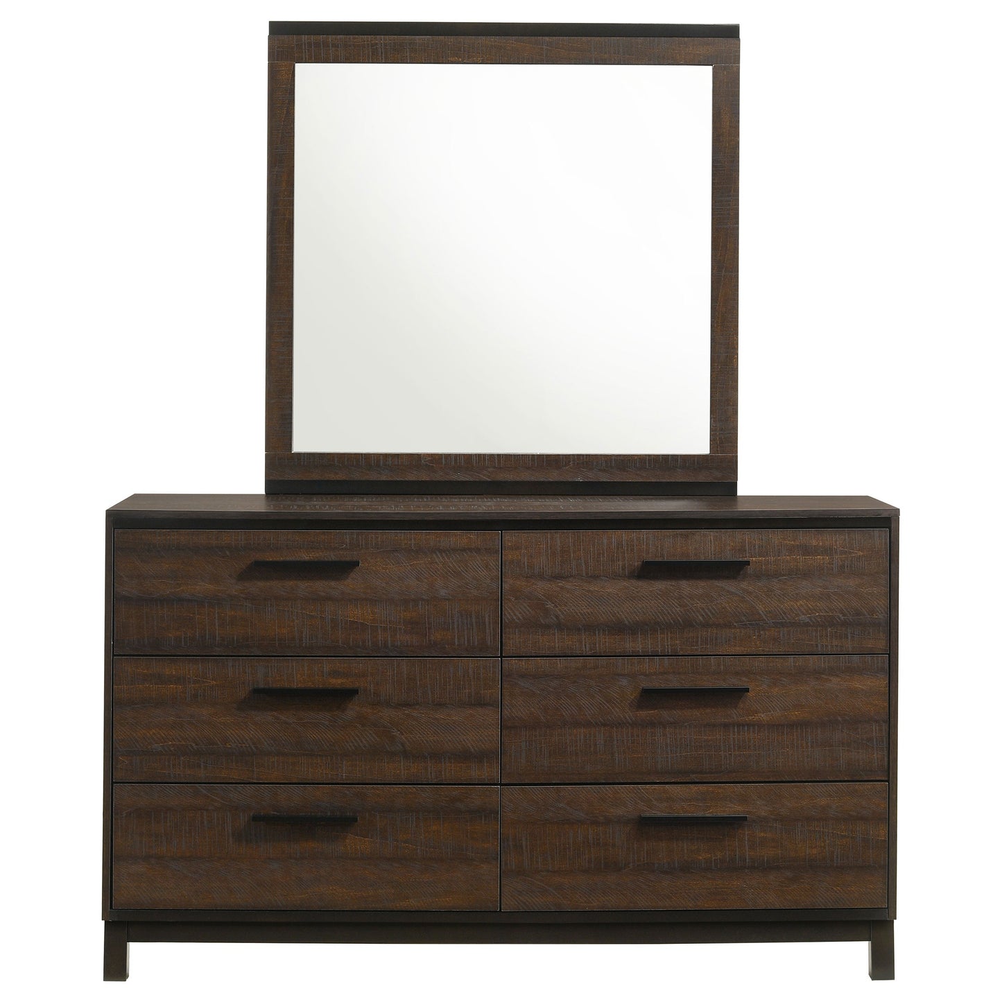 Edmonton 6-drawer Dresser with Mirror Rustic Tobacco