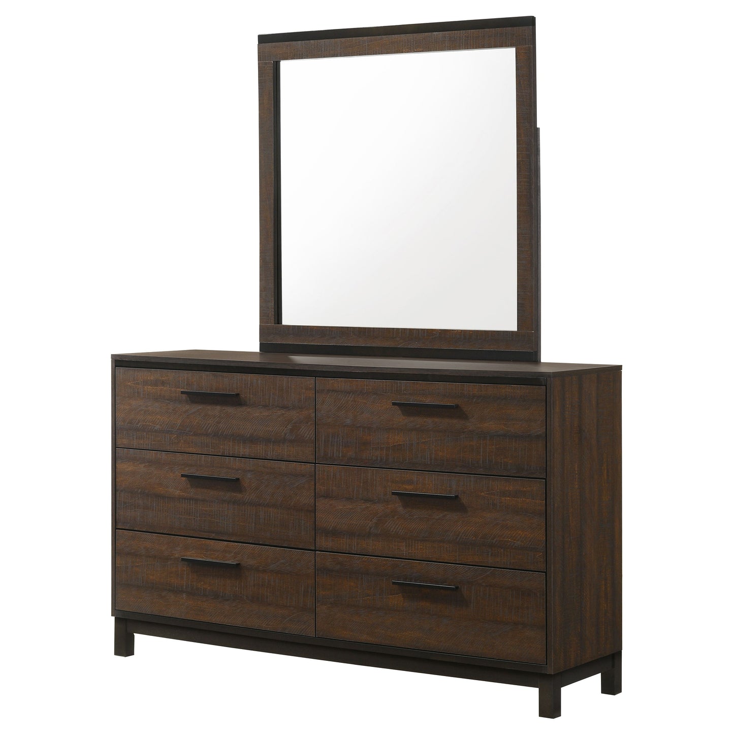 Edmonton 6-drawer Dresser with Mirror Rustic Tobacco