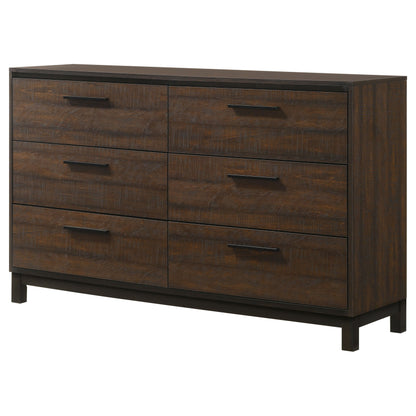 Edmonton 6-drawer Dresser with Mirror Rustic Tobacco