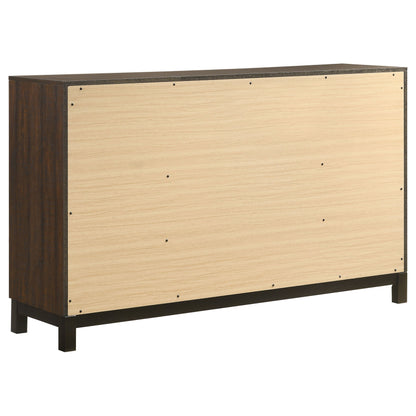 Edmonton 6-drawer Dresser with Mirror Rustic Tobacco