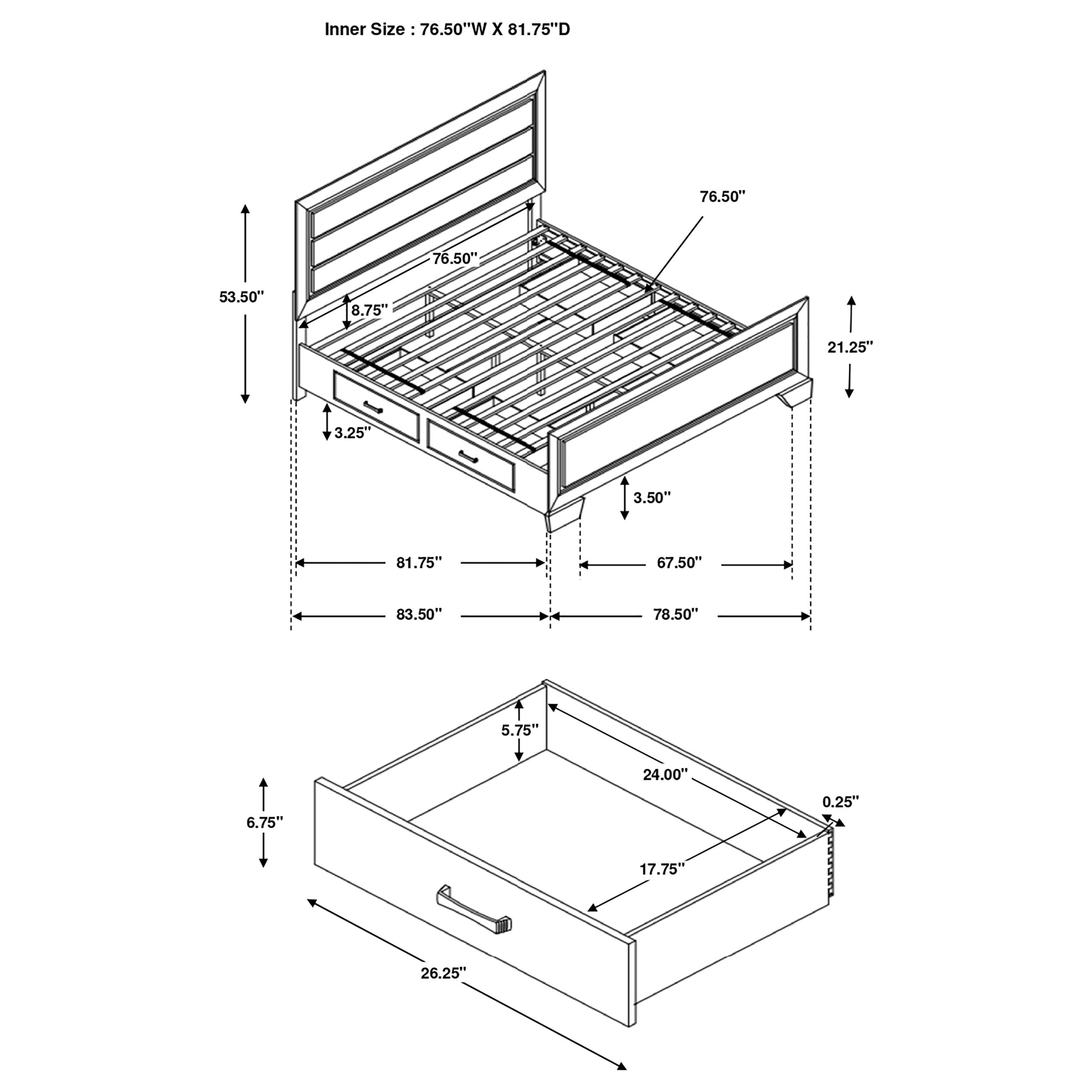 Kauffman Storage Bedroom Set with High Straight Headboard