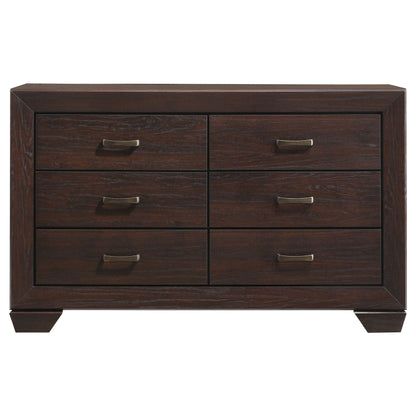 Kauffman 6-drawer Dresser with Mirror Dark Cocoa