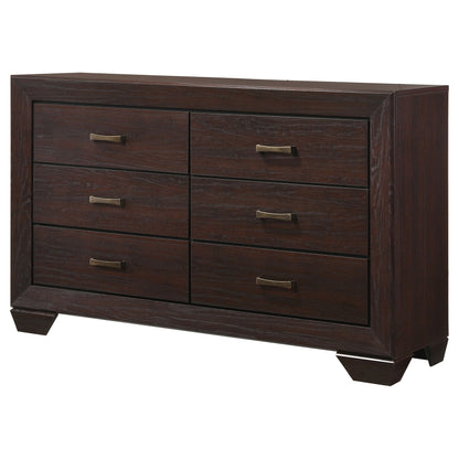 Kauffman 6-drawer Dresser with Mirror Dark Cocoa