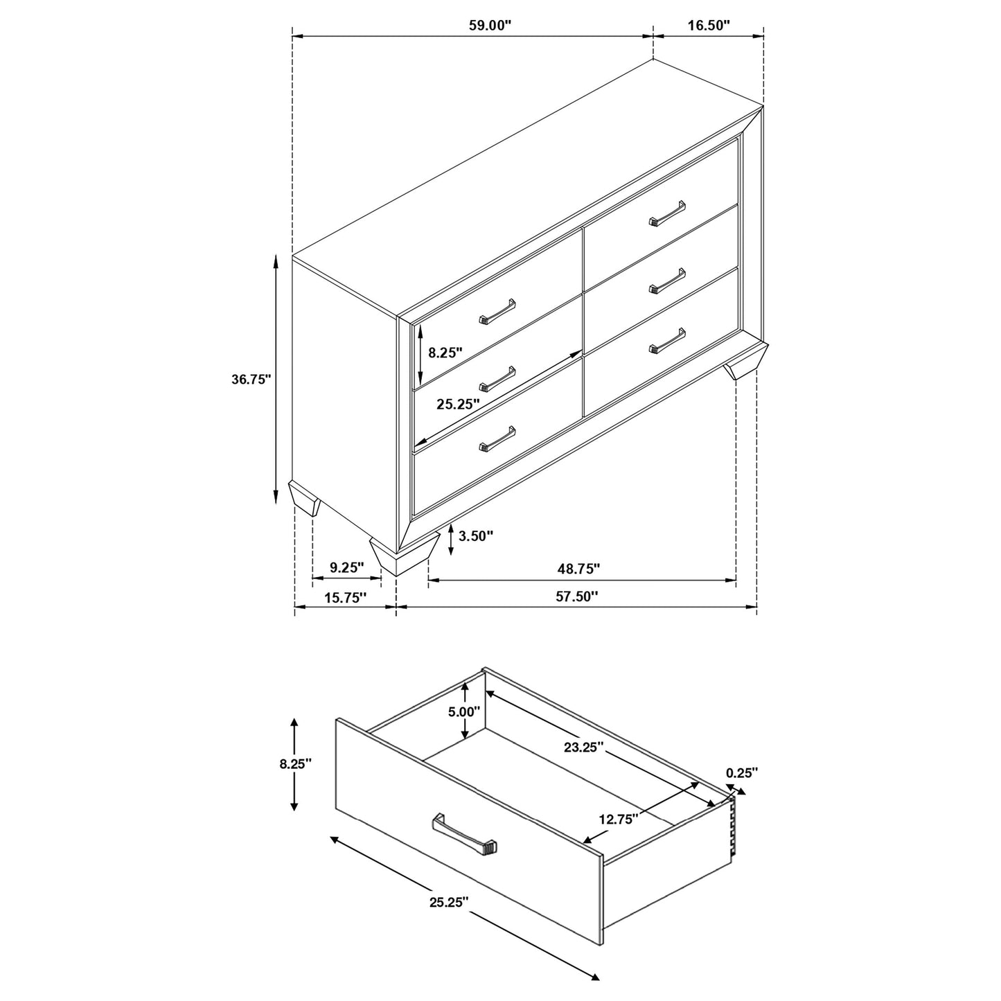 Kauffman 6-drawer Dresser with Mirror Dark Cocoa