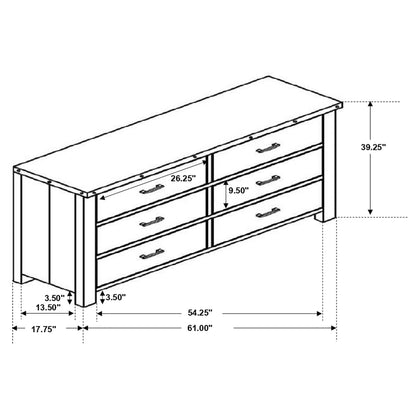 Sembene 6-drawer Dresser with Mirror Antique Multi-color