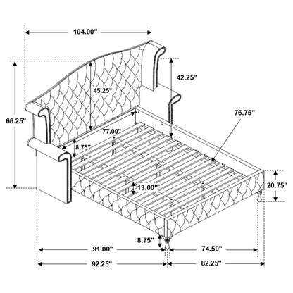 Deanna  Tufted Upholstered Bed Grey