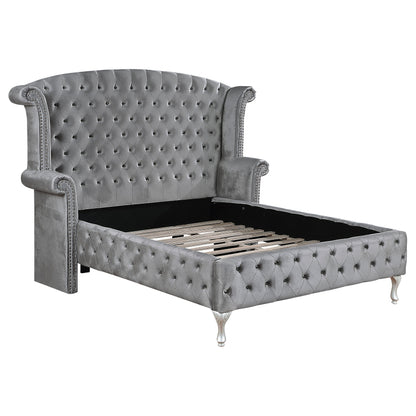 Deanna  Tufted Upholstered Bed Grey