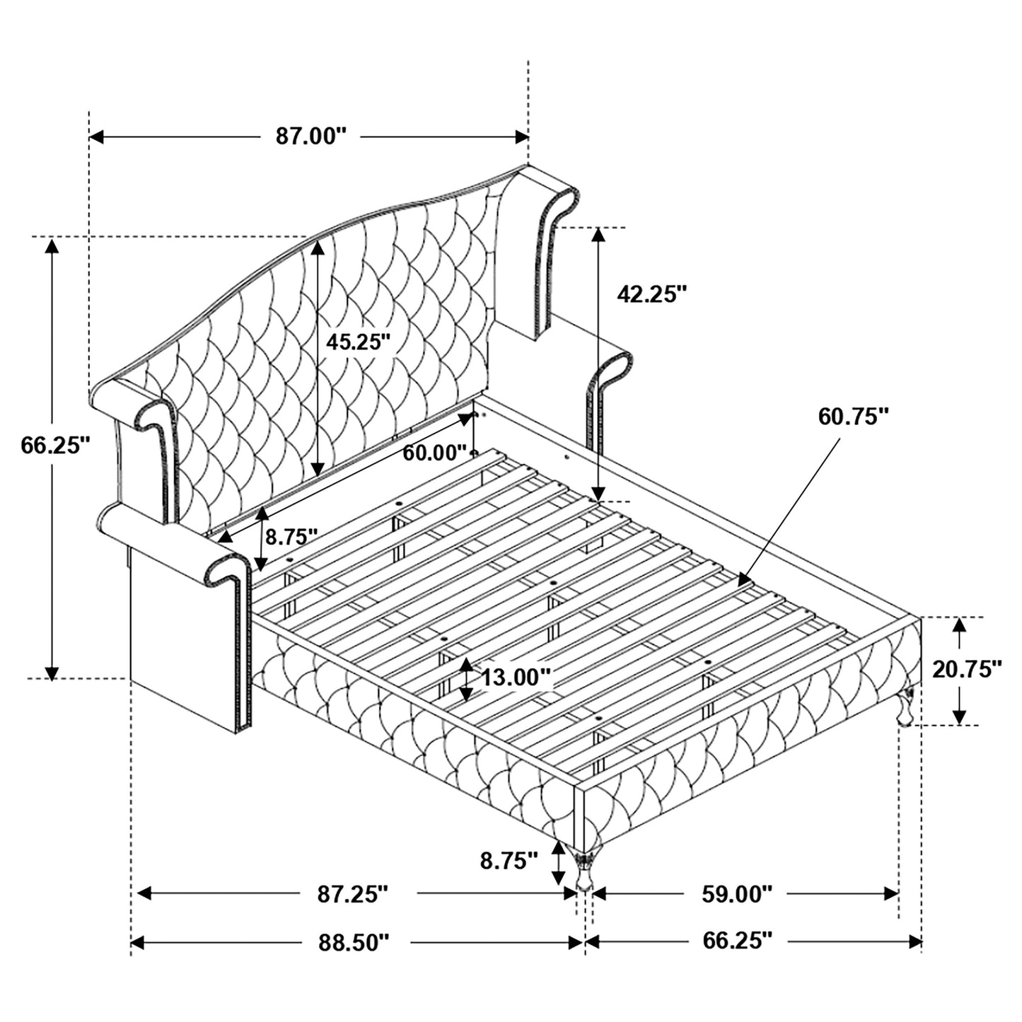 Deanna  Tufted Upholstered Bed Grey