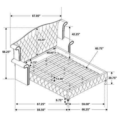 Deanna  Tufted Upholstered Bed Grey