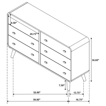 Robyn 6-drawer Dresser with Mirror Dark Walnut