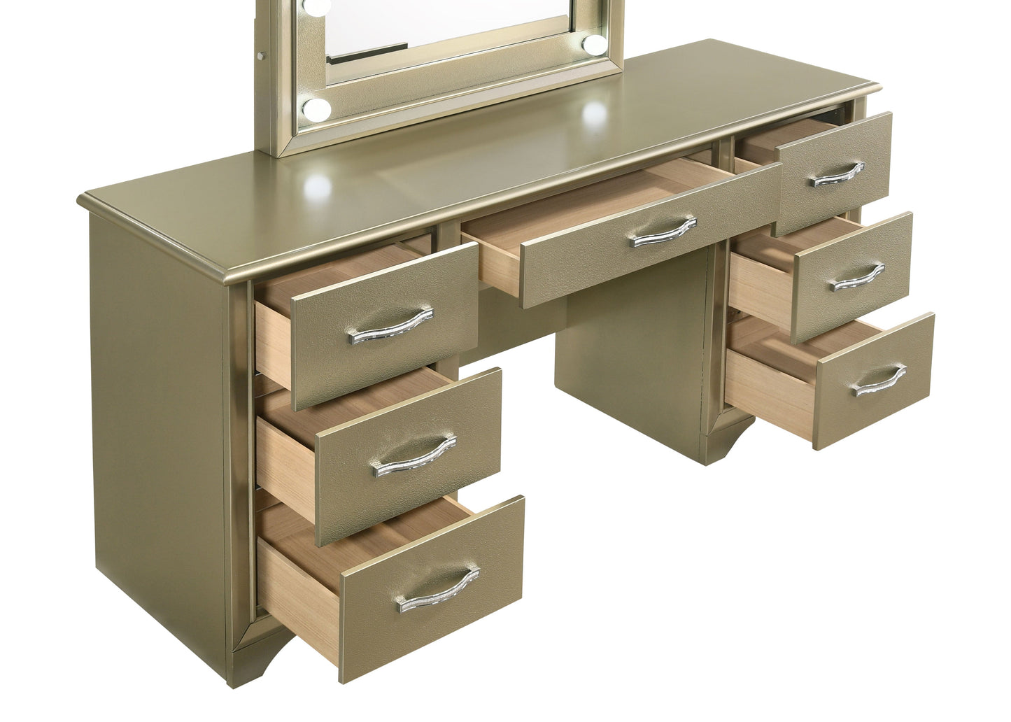 Beaumont 7-drawer Vanity Desk with Lighting Mirror Champagne