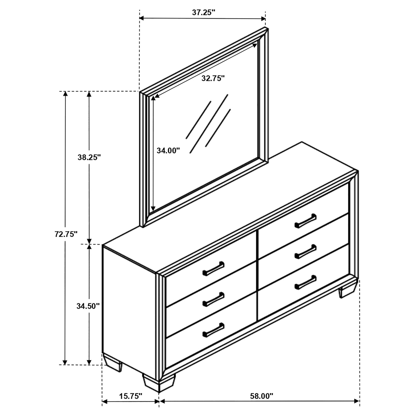 Brandon 6-drawer Dresser with Mirror Warm Brown