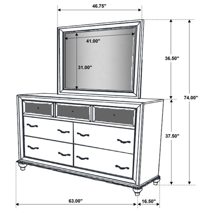 Barzini 7-drawer Dresser with Mirror White