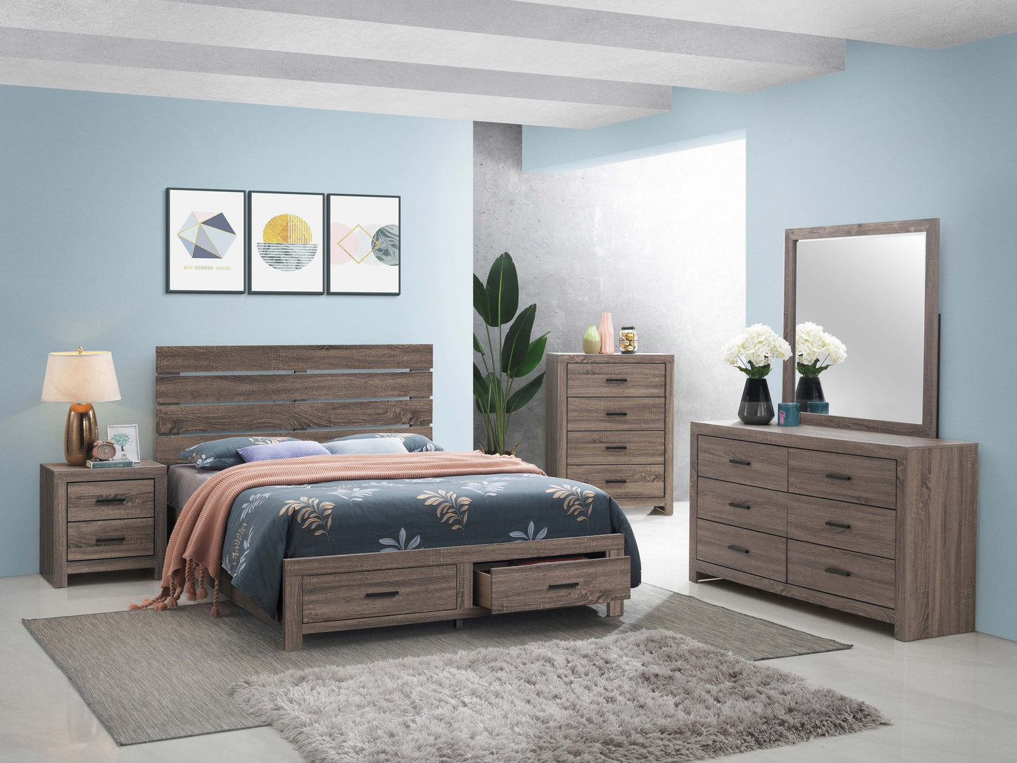 Brantford  Storage Bed Barrel Oak