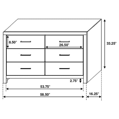 Brantford 6-drawer Dresser with Mirror Coastal White