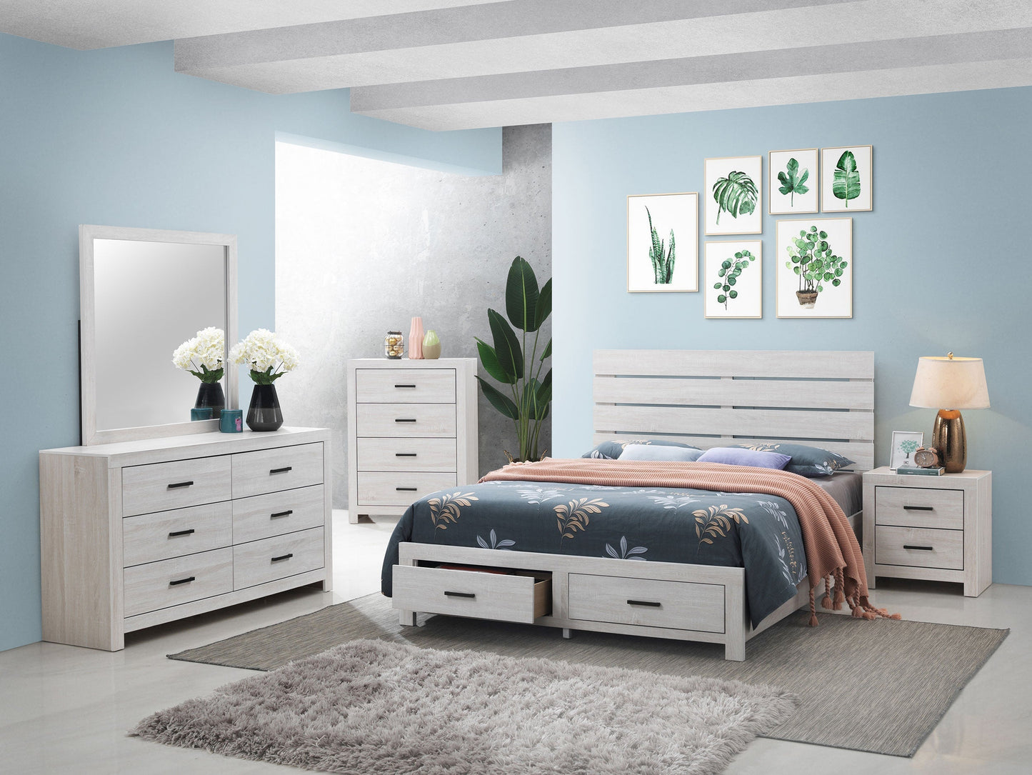 Brantford 6-drawer Dresser with Mirror Coastal White