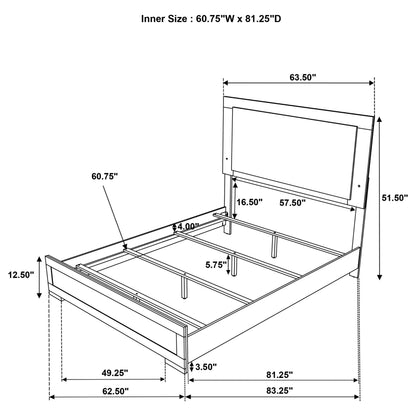 Hyland Wood  LED Panel Bed Natural and White