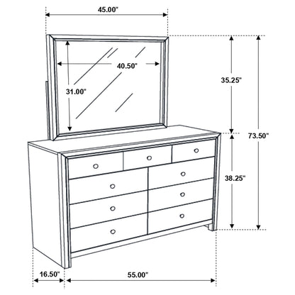 Serenity 9-drawer Dresser with Mirror Mod Grey