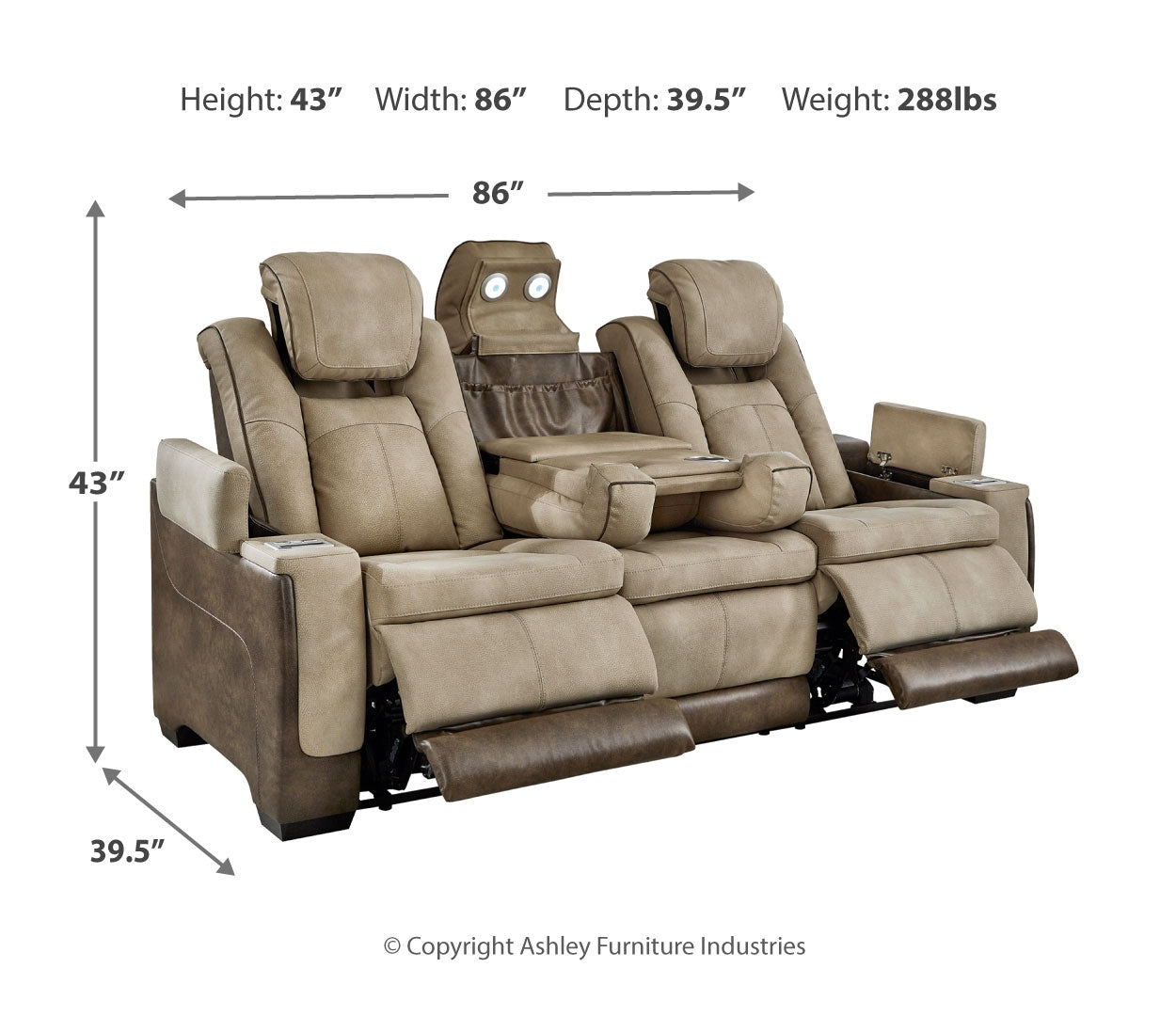 Next-Gen DuraPella PWR REC Sofa with ADJ Headrest