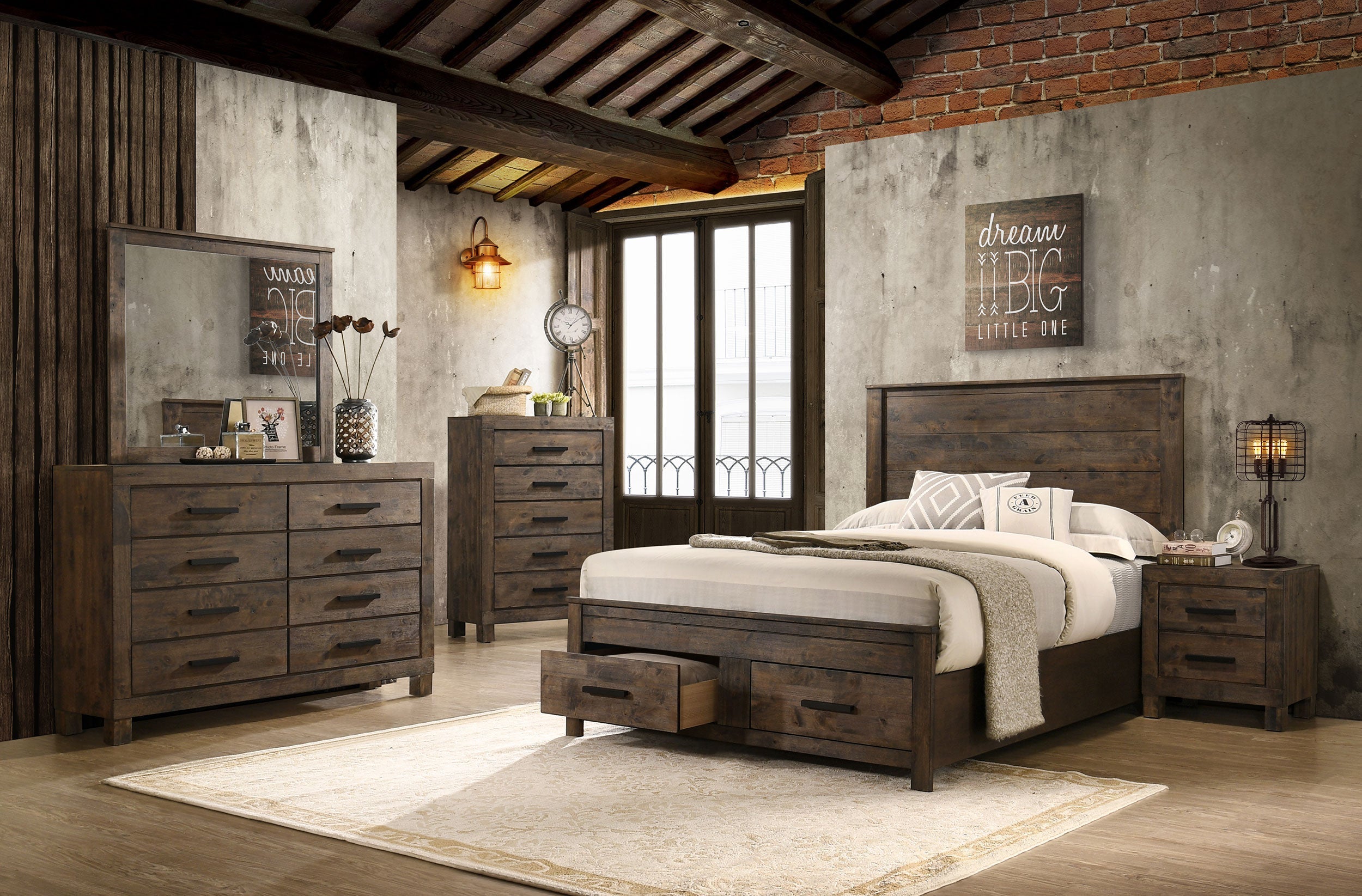 Woodmont   Platform Bedroom Set Rustic Golden Brown