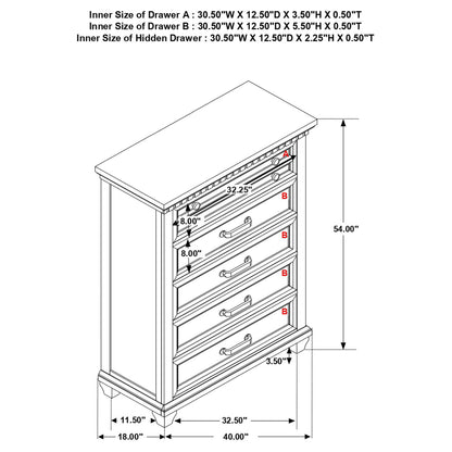 Bennington Rectangular 5-drawer Chest Acacia Brown