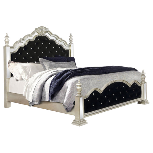 Heidi Wood Eastern King Poster Bed Metallic Platinum