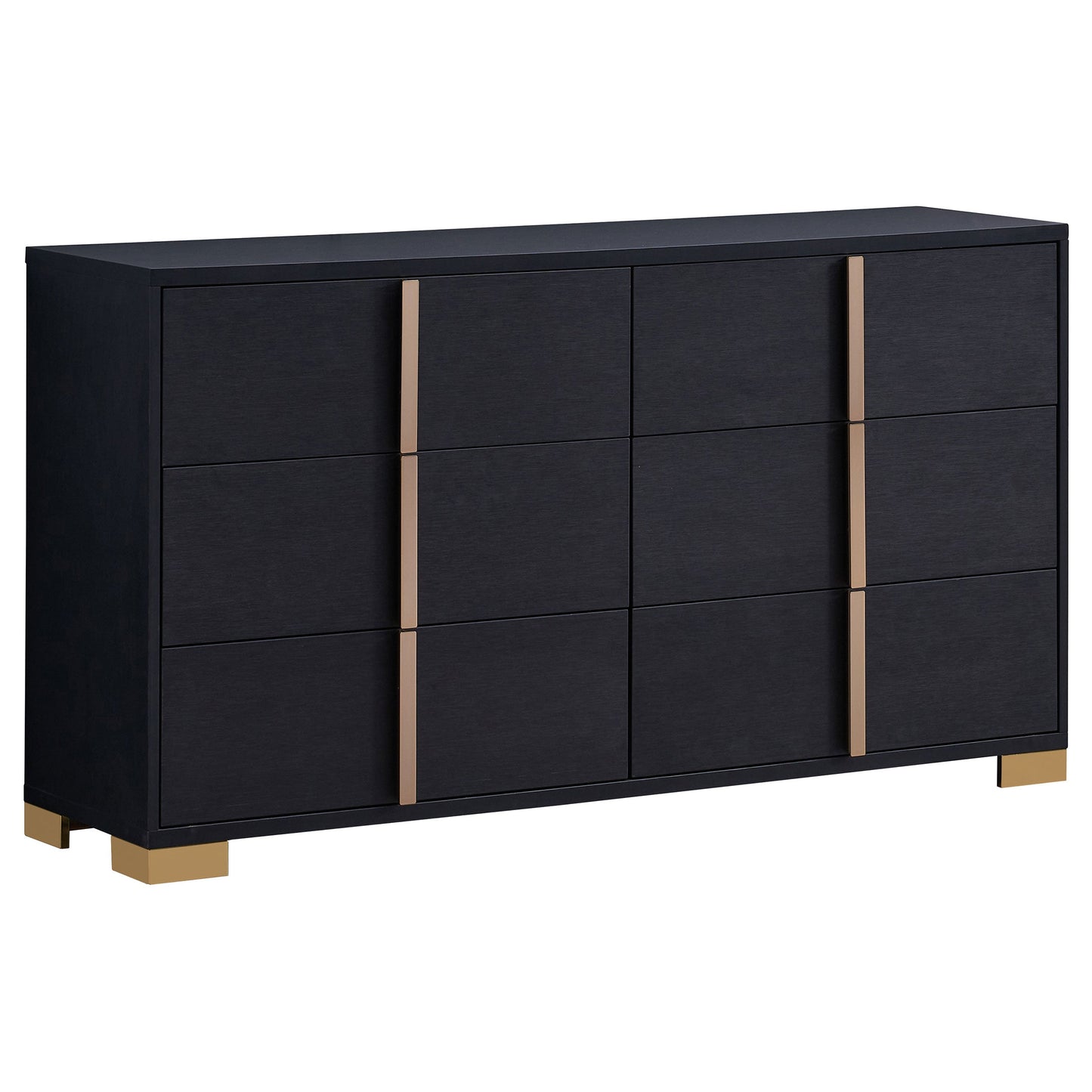 Marceline 6-drawer Dresser with Mirror Black